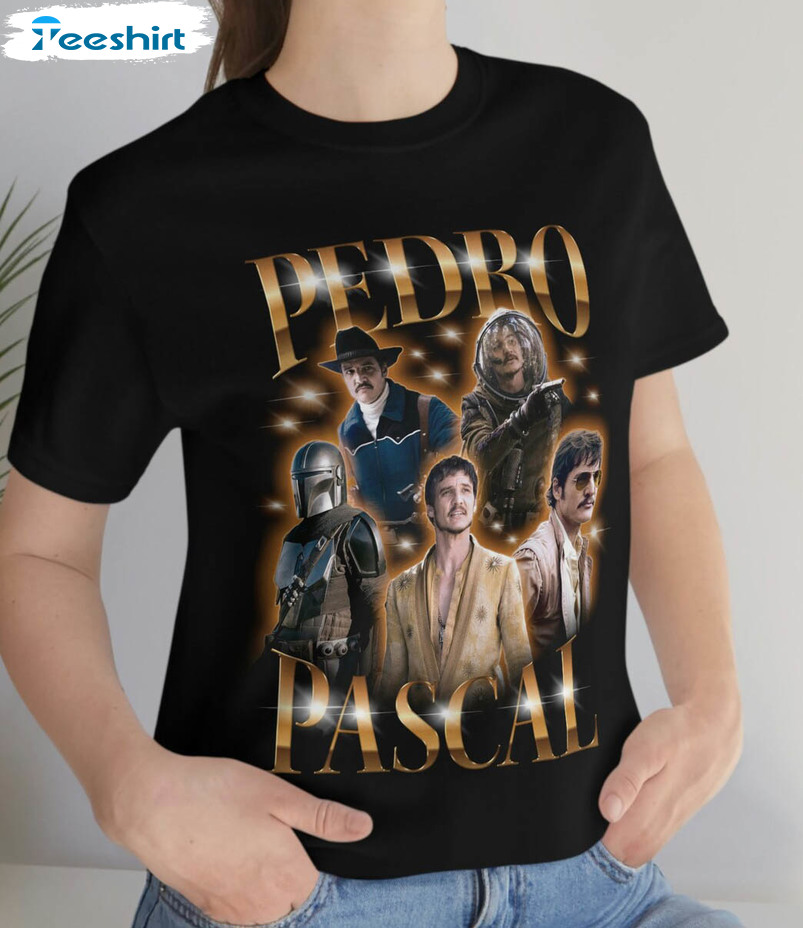 Pedro Pascal Character Trendy Shirt, Vintage Unisex Hoodie Long Sleeve