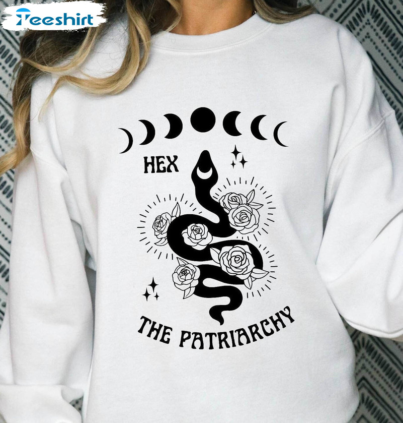 Hex The Patriarchy Sweatshirt, Feminist Moon Phase Snake Unisex T-shirt Short Sleeve