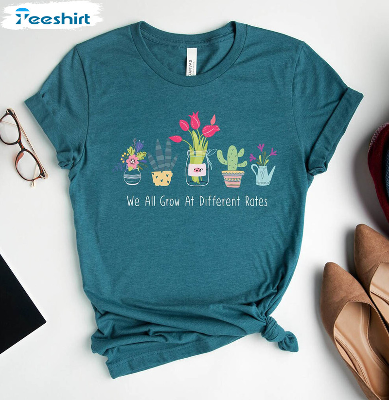 We All Grow At Different Rates Trendy Shirt, Vintage Special Education Crewneck Unisex T-shirt