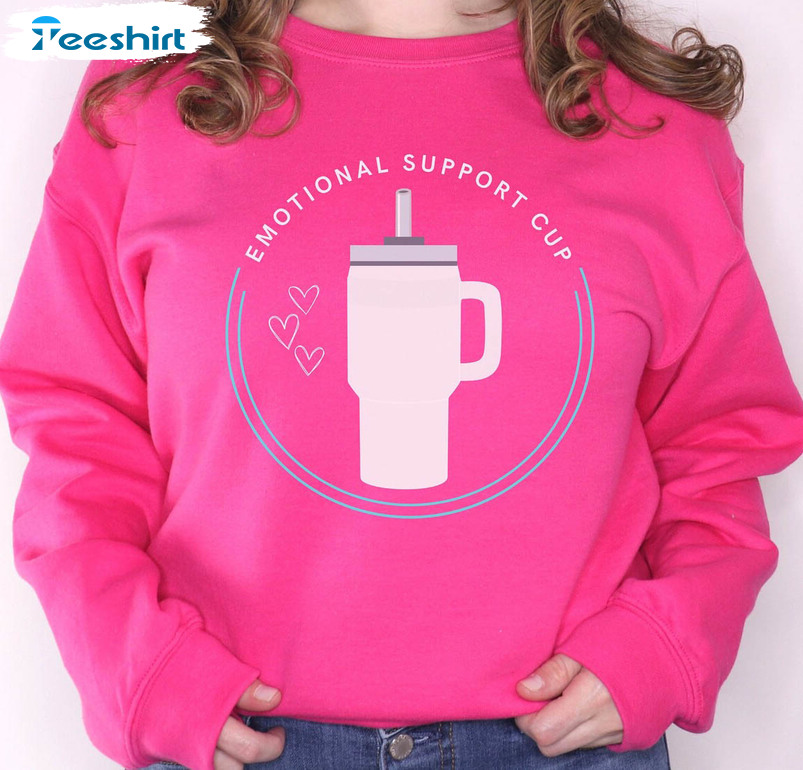 Emotional Support Cup Vintage Shirt, Cute Water Cup Unisex Hoodie Crewneck