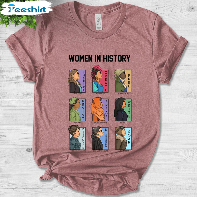 Women In History Shirt, History Teacher Long Sleeve Unisex Hoodie