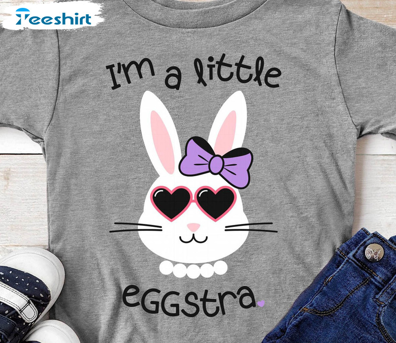 I'm A Little Eggstra Shirt, Bunny With Bow Long Sleeve Unisex T-shirt