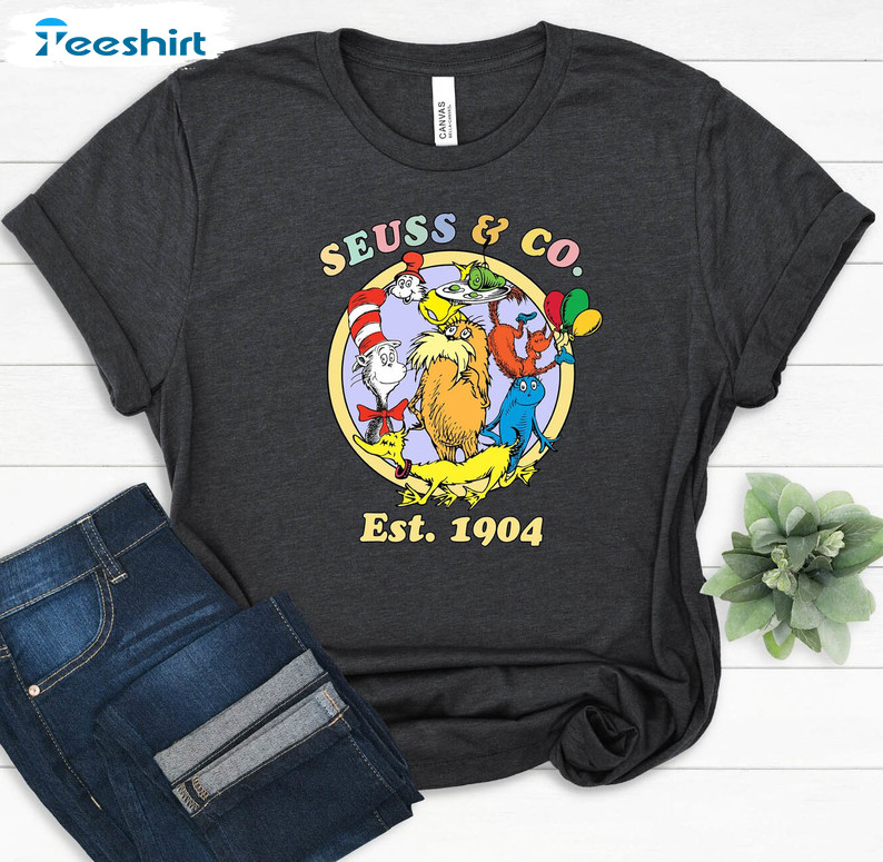 Dr Seuss And Co Shirt Est 1904 Trendy Shirt, Funny Dr Seuss Characters Short Sleeve Tee Tops