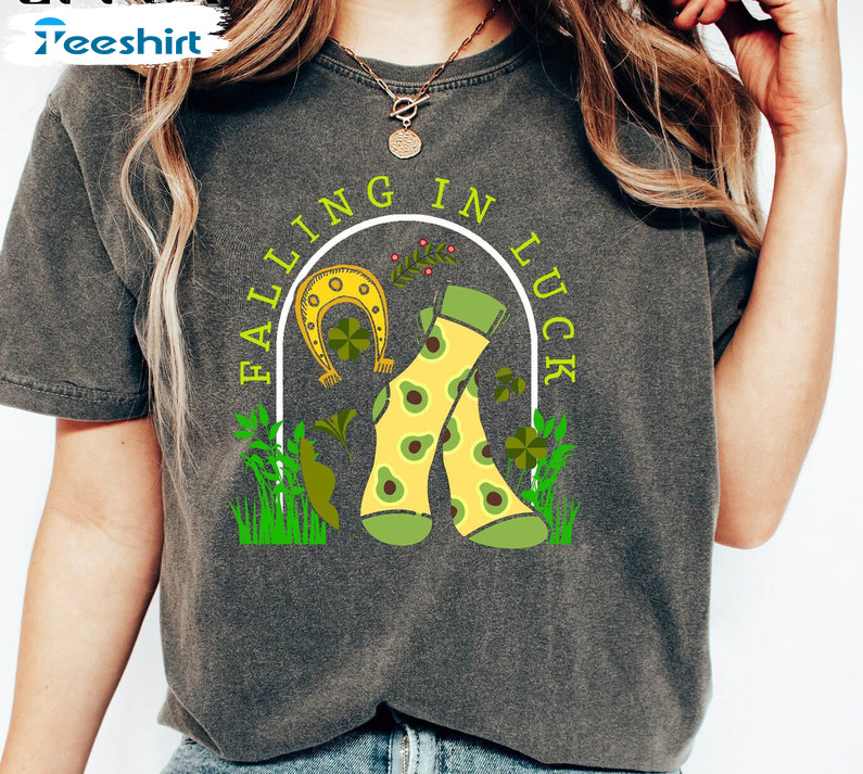 St Patricks Day Shirt, Falling In Luck Unisex T-shirt Long Sleeve