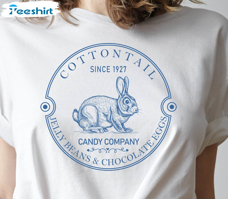 Cottontail Candy Company Vintage Shirt, Trendy Easter Bunny Spring Crewneck Unisex T-shirt