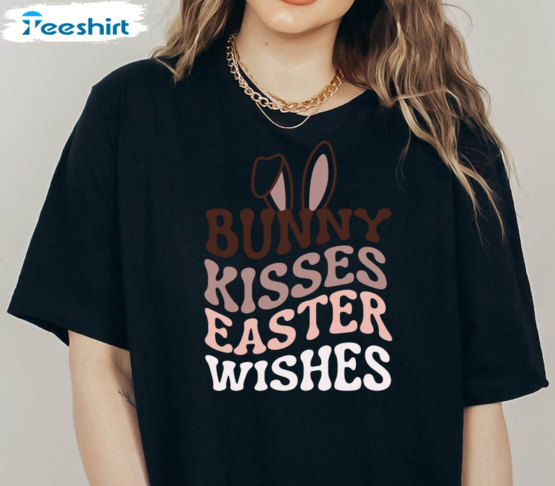 Bunny Kisses Easter Wishes Vintage Shirt, Easter Day Crewneck Unisex Hoodie