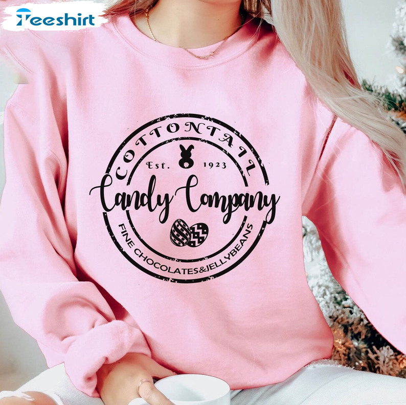 Cute Easter Sweatshirt, Cottontail Candy Company Easter Long Sleeve Unisex Hoodie