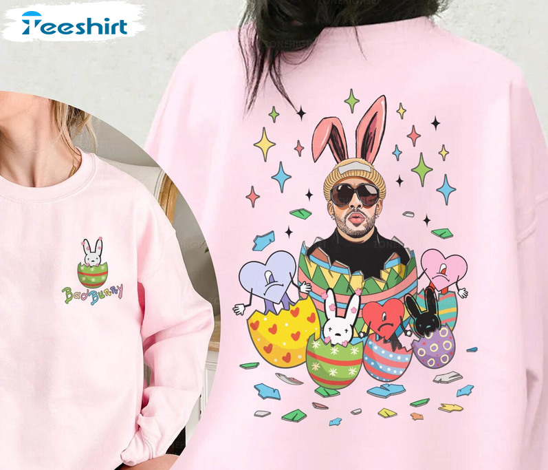 Bad Bunny Easter Day Shirt, Easter Egg Sweatshirt Unisex Hoodie Long Sleeve