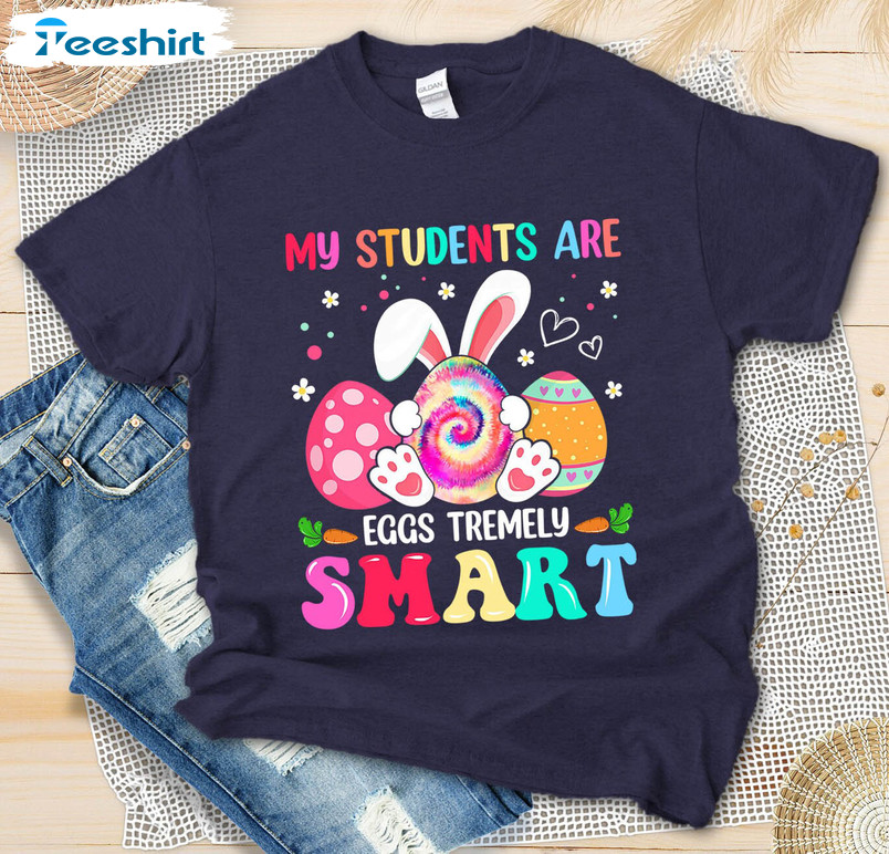 My Students Are Tremely Smart Cute Shirt, Trendy Bunny Rabbit Short Sleeve Tee Tops Sweater