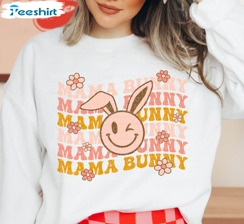 Mama Bunny Sweatshirt, Easter Mom Vintage Unisex Hoodie Crewneck