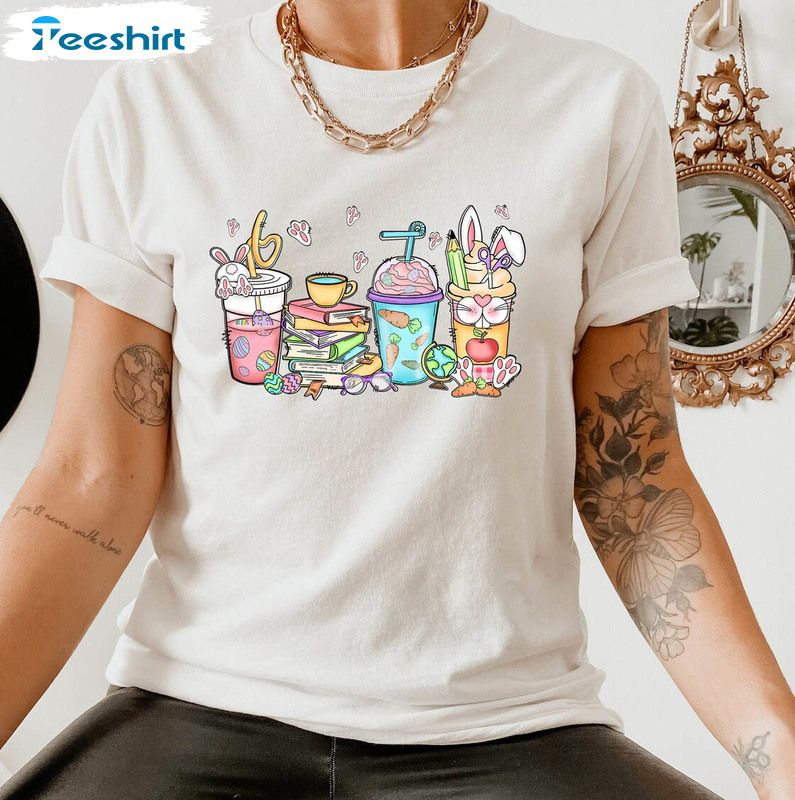 Easter Coffee Trendy Shirt, Teacher Cute Easter Bunny Needs Coffee Unisex T-shirt Crewneck