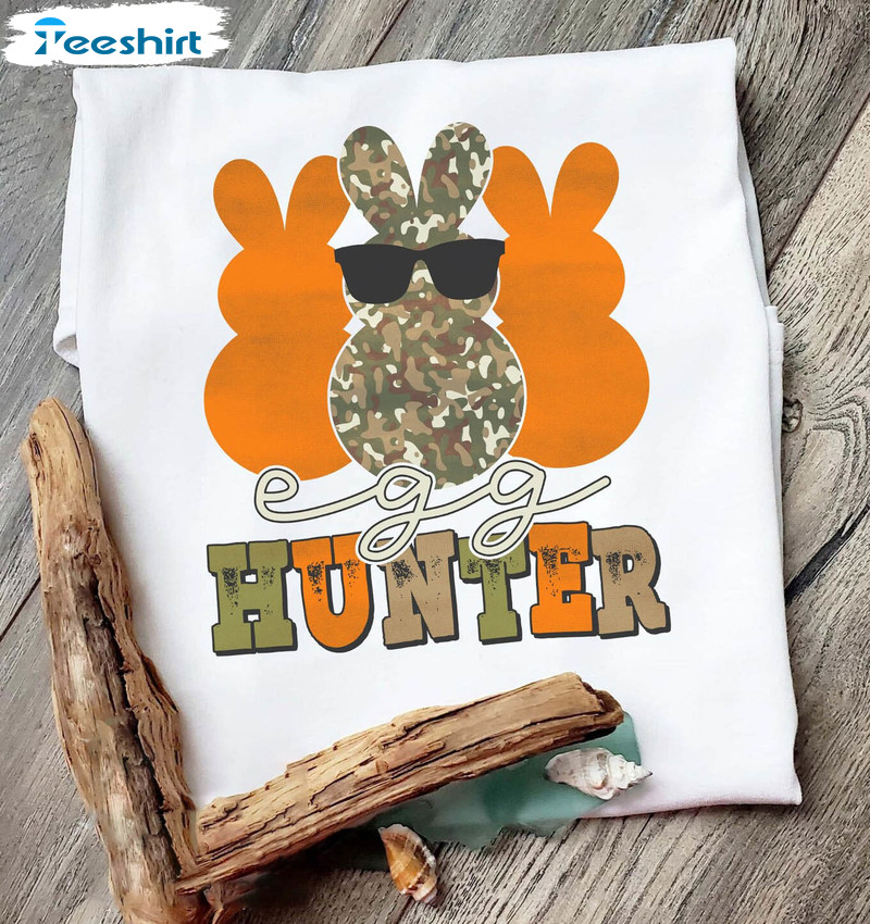 Egg Hunter Shirt, Trendy Camo Easter Crewneck Unisex Hoodie