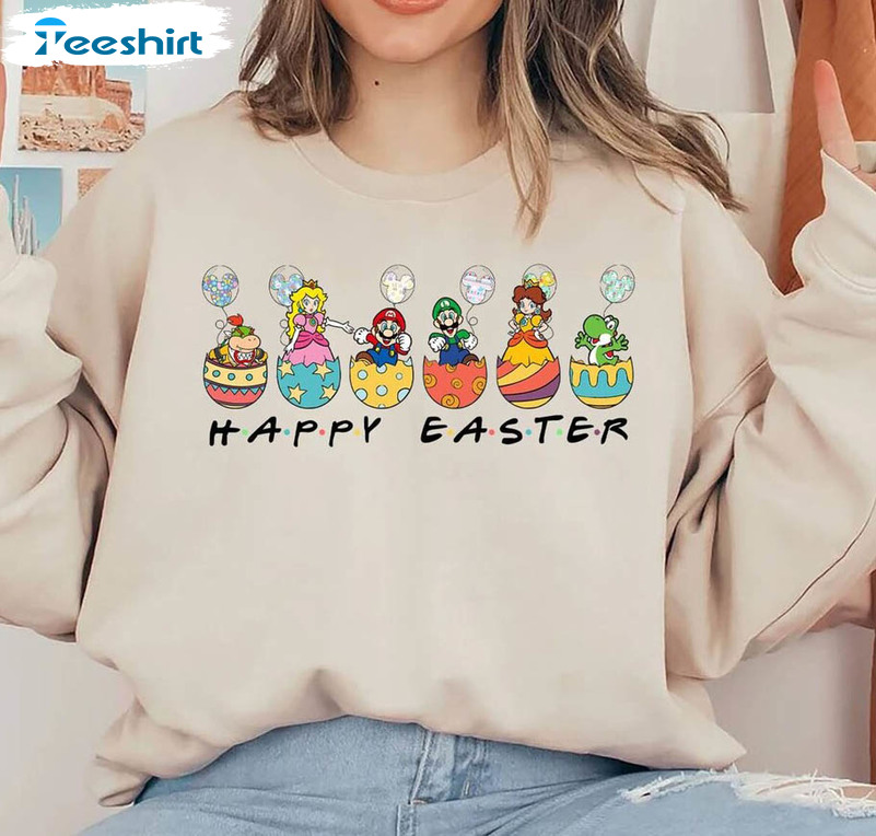 Super Mario Happy Easter Shirt, Easter Mario Friends Crewneck Unisex Hoodie