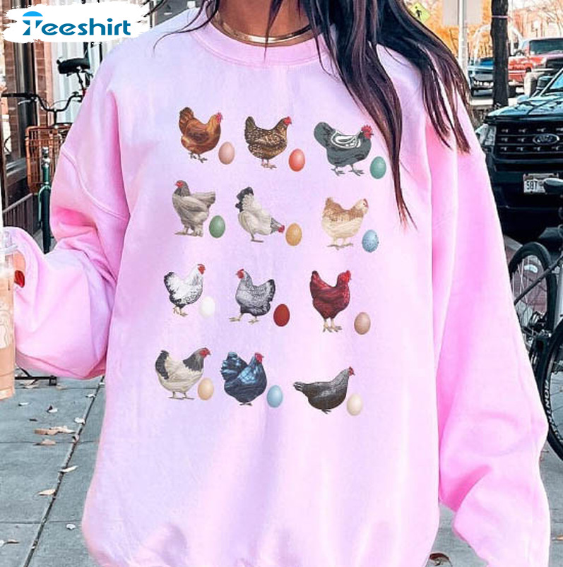 Chicken With Eggs Sweatshirt, Easter Day Unisex T-shirt Short Sleeve