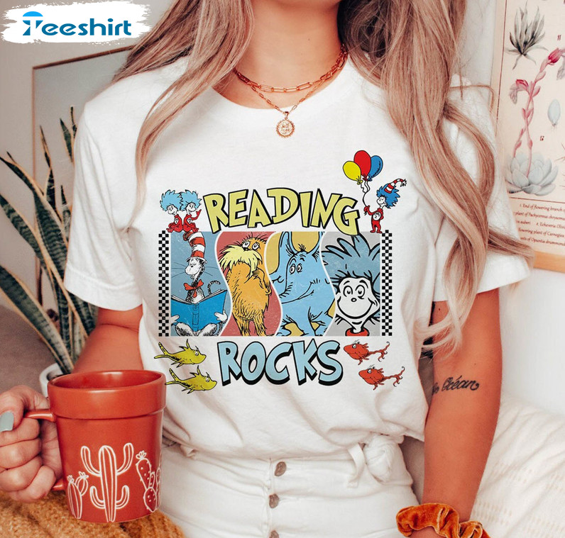 Reading Rocks Dr Suess Day Shirt, Read Across America Day Tee Tops Short Sleeve