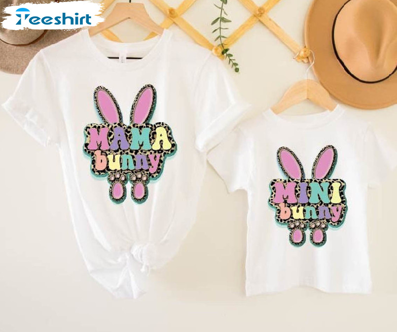 Mama Bunny Cute Shirt, Bunny Family Easter Unisex Hoodie Short Sleeve