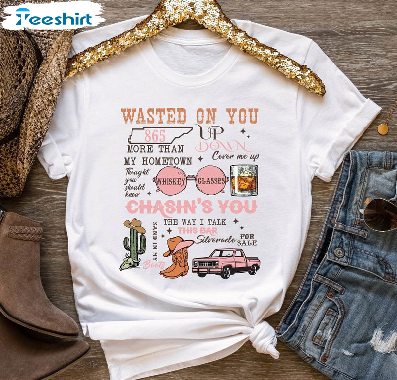 Wasted On You Up Down Shirt , Trendy Western Country Sweatshirt Long Sleeve