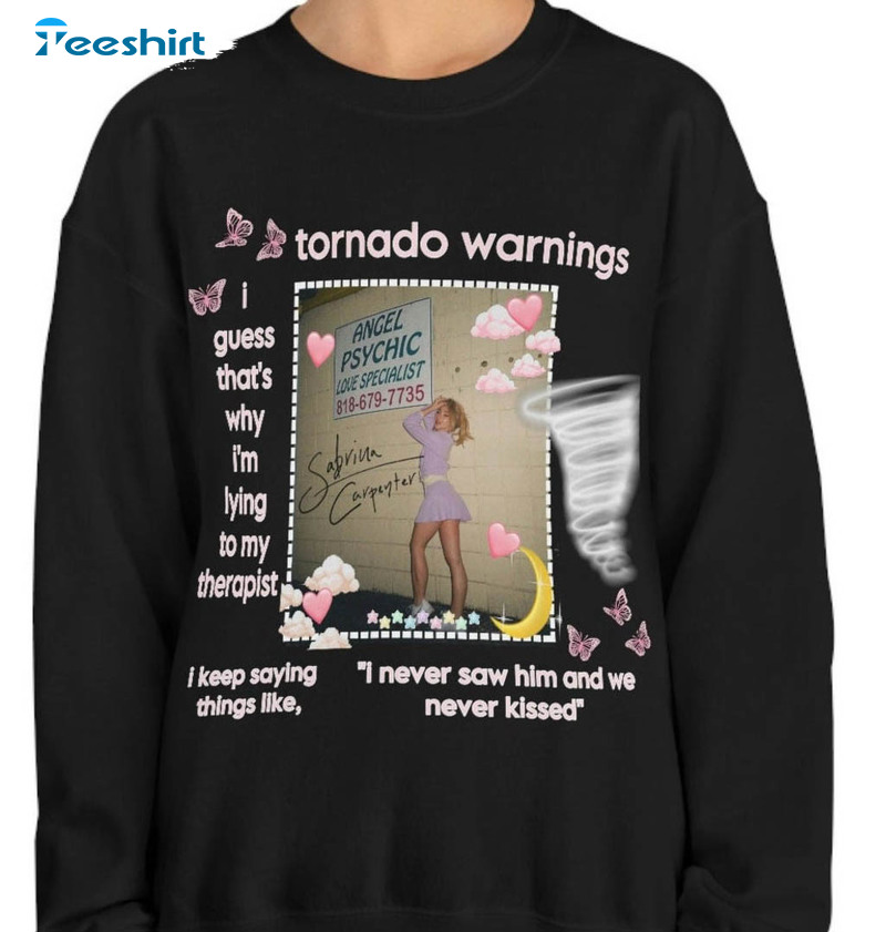 Sabrina Carpenter Tornado Warnings Shirt, Trendy Short Sleeve Unisex T-shirt