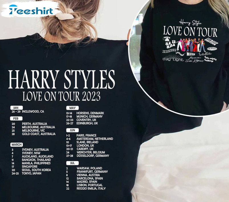 Harry Style Love On Tour 2023 Shirt, Harry World Short Sleeve Crewneck