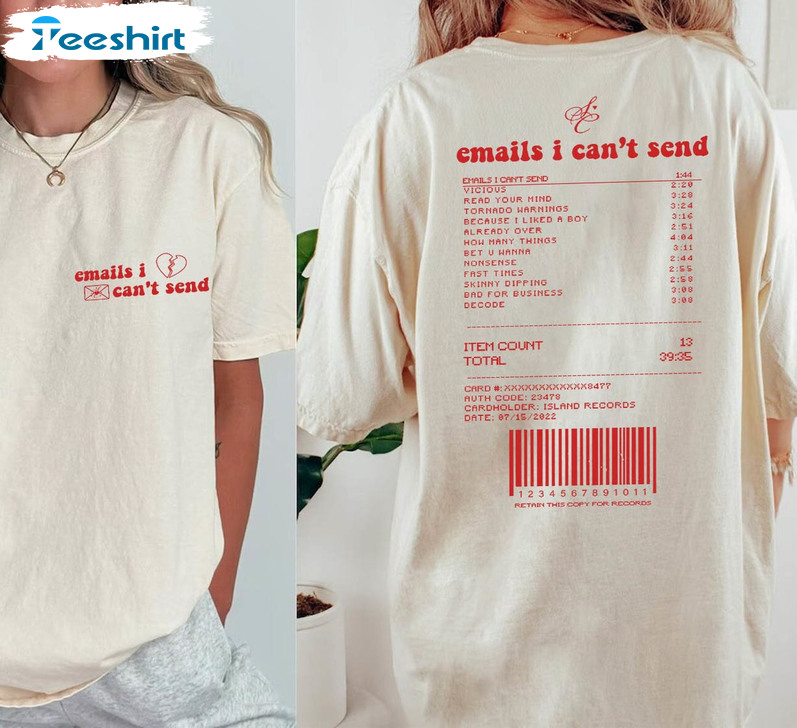 Emails I Can't Send Tour 2023 Trendy Shirt, Sabrina Carpenter Concert Short Sleeve Long Sleeve