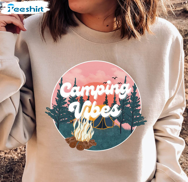 Camping Vibes Sweatshirt, Adventure Nature Lover Unisex T-shirt Long Sleeve