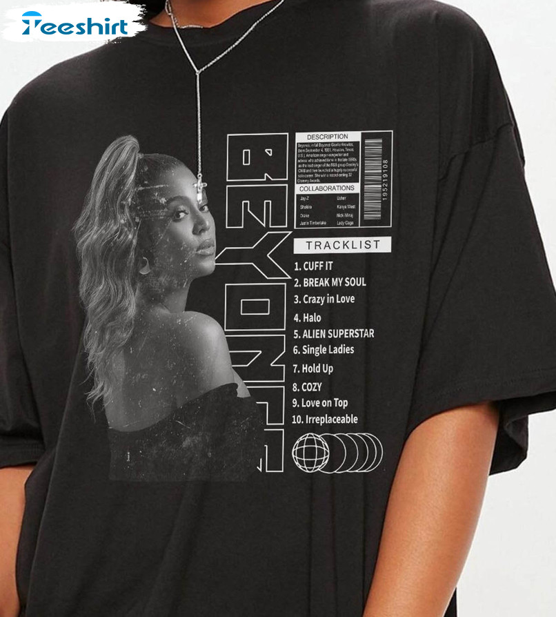 Beyoncé Renaissance World Tour Shirt, Trendy Beyonce Tracklist Song Tee Tops Short Sleeve