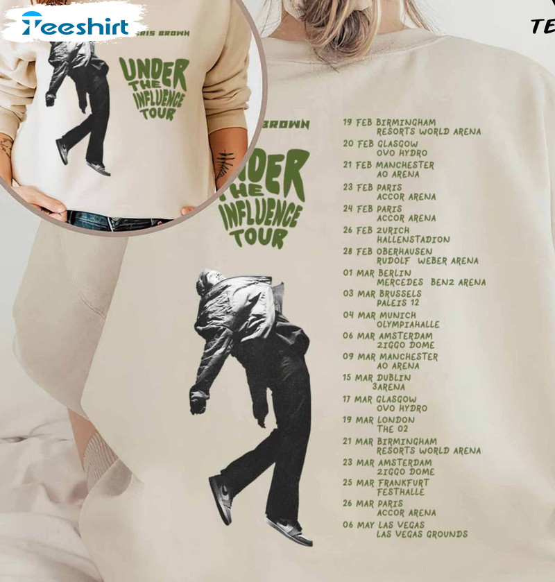 Chris Brown Under The Influence Tour 2023 Shirt, Trendy Music Tour Unisex T-shirt Short Sleeve