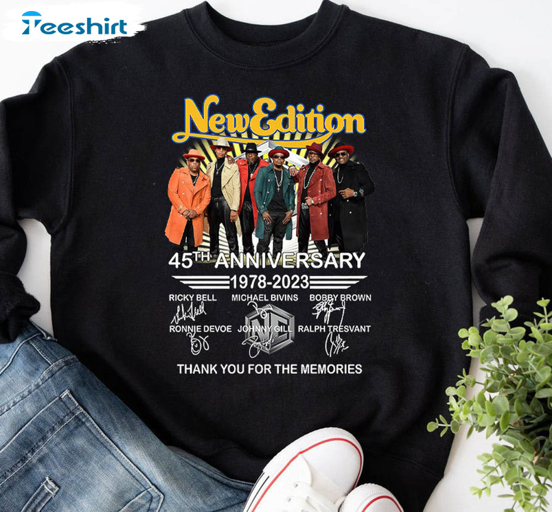 New Edition Band Shirt, 45th Anniversary 1978 2023 Thank You For The Memories Crewneck Unisex T-shirt