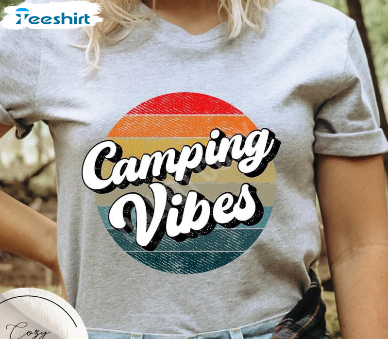 Camping Vibes Vintage Shirt, Trendy I Love Camping Long Sleeve Unisex Hoodie