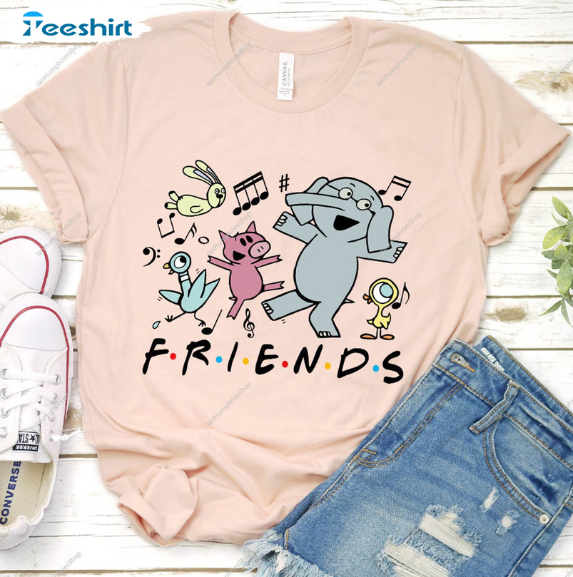 Piggie Gerald Pigeon Friends Shirt, Library Book Club Short Sleeve Crewneck