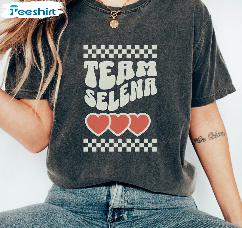 Team Selena Retro Shirt, Cute Heart Short Sleeve Unisex T-shirt