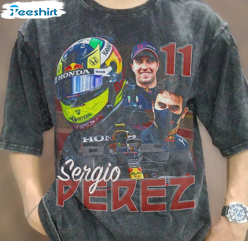 Vintage Wash Sergio Perez Shirt, Trendy Driver Racing Formula Crewneck Unisex T-shirt