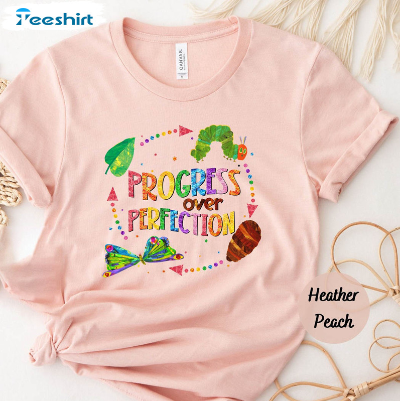 Progress Over Perfection Funny Shirt, Happy First Day Of School Unisex Hoodie Crewneck