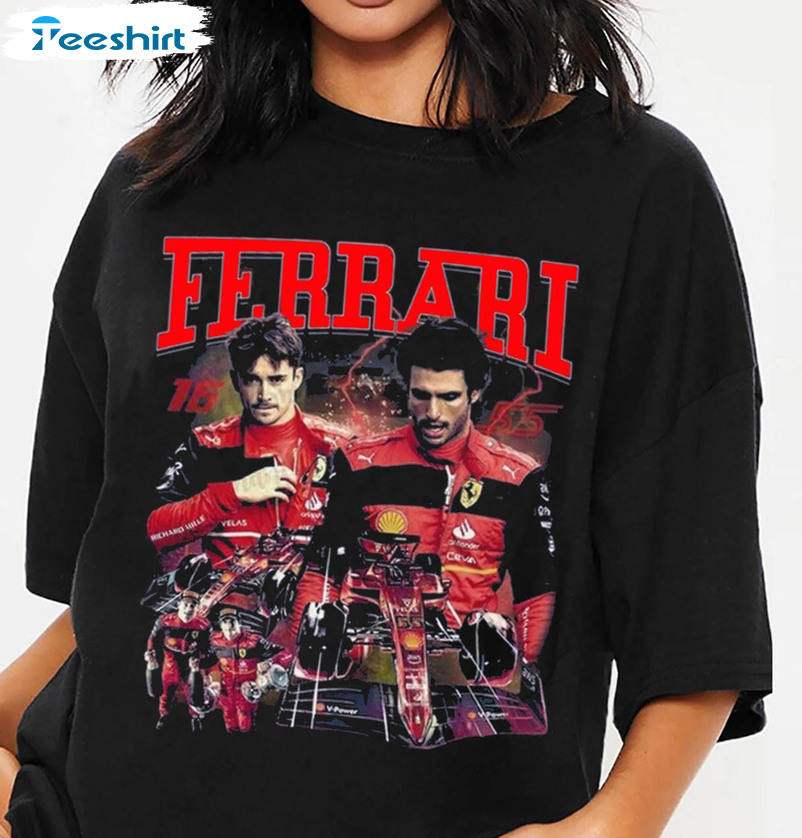 Charles Leclerc Carlos Sainz Shirt, Trendy Ferrari Short Sleeve Unisex T-shirt