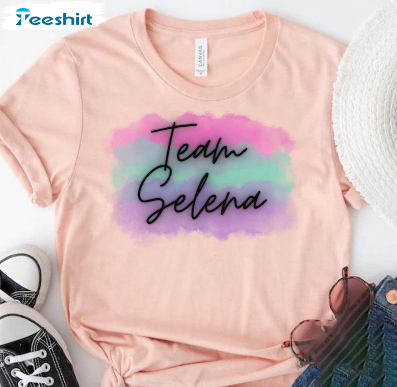 Team Selena Gomez Shirt, Colorful Crewneck Short Sleeve