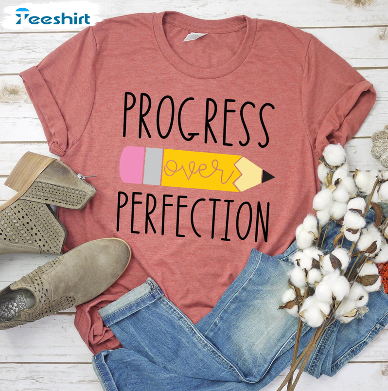 Progress Over Perfection Vintage Shirt, Back To School Crewneck Unisex Hoodie