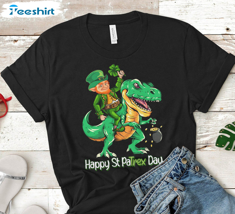 St Patricks Day Leprechaun Riding Dinosaur Trendy Sweatshirt, Unisex Hoodie