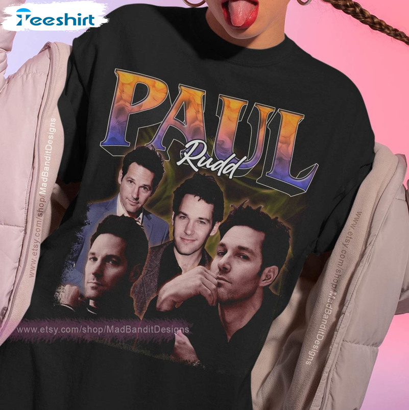 Paul Rudd Shirt , Retro Rock Poster Short Sleeve Crewneck