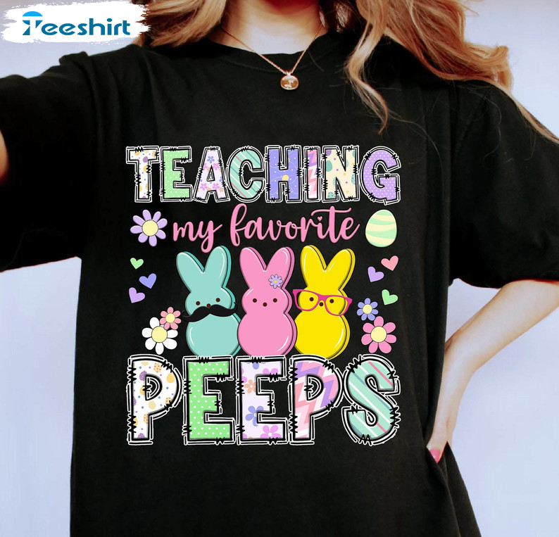 Easter Teacher Shirt, Teaching My Favorite Bunnies Short Sleeve Unisex T-shirt