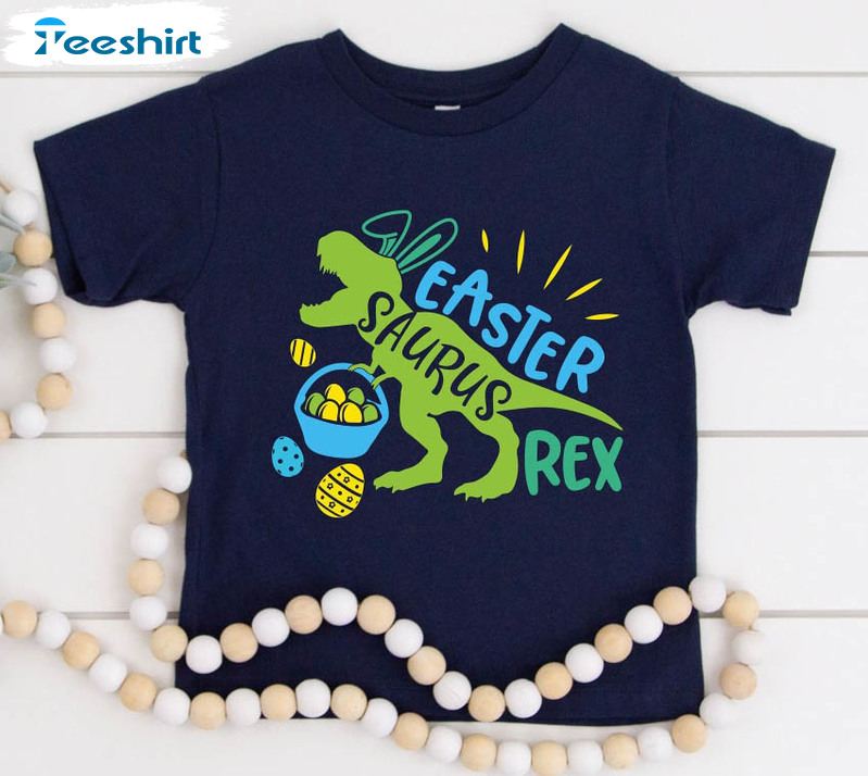 Easter Saurus Rex Shirt, Cute Easter Long Sleeve Unisex T-shirt