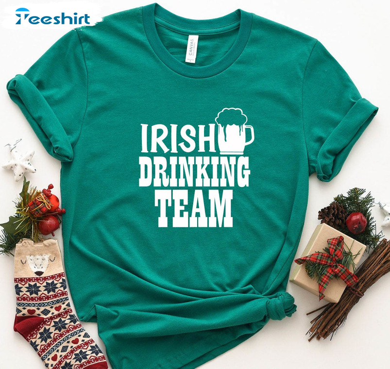 Vintage Irish Drinking Team Shirt, Trendy Drinking Lover Crewneck Short Sleeve