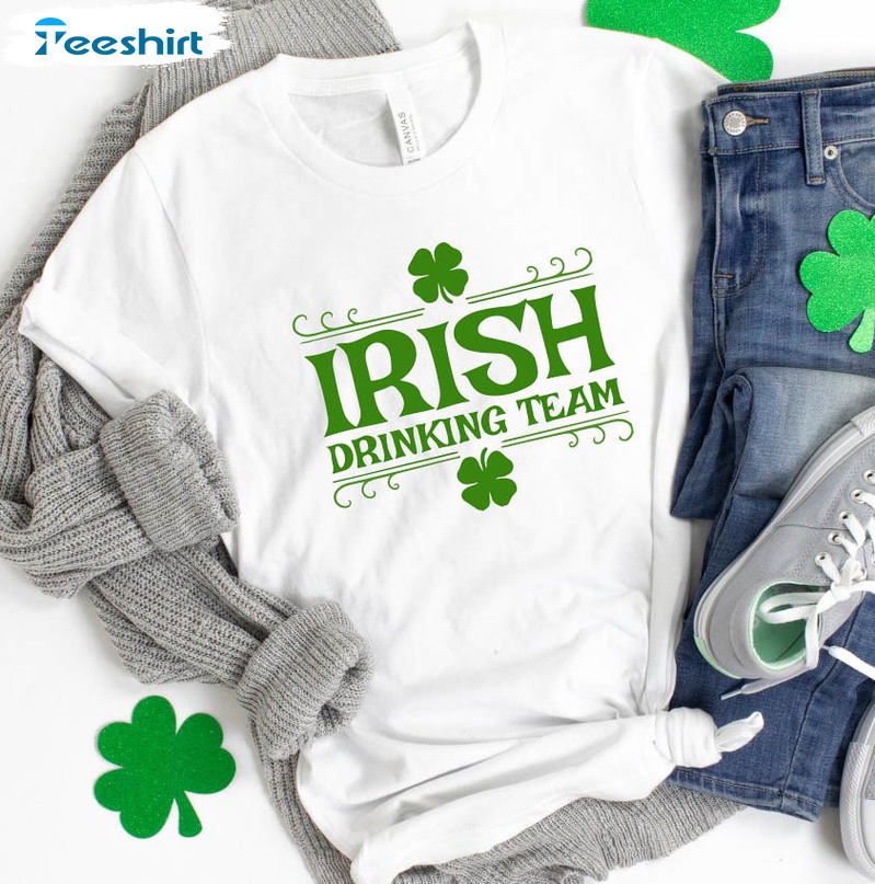Irish Drinking Team Vintage Shirt, Trendy Lucky Day Short Sleeve Sweatshirt