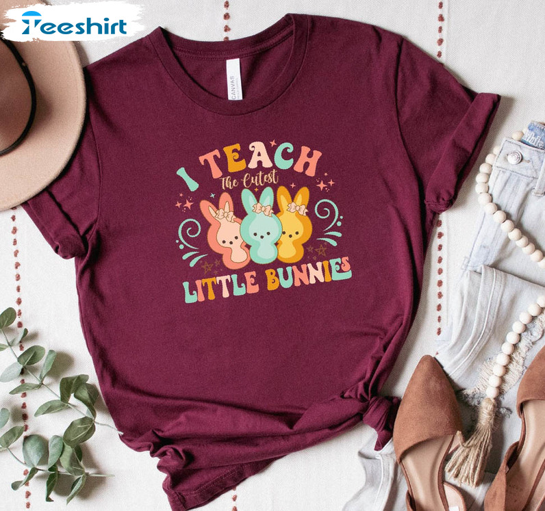 I Teach The Cutest Little Bunnies Funny Shirt, Trendy Easter Unisex T-shirt Long Sleeve