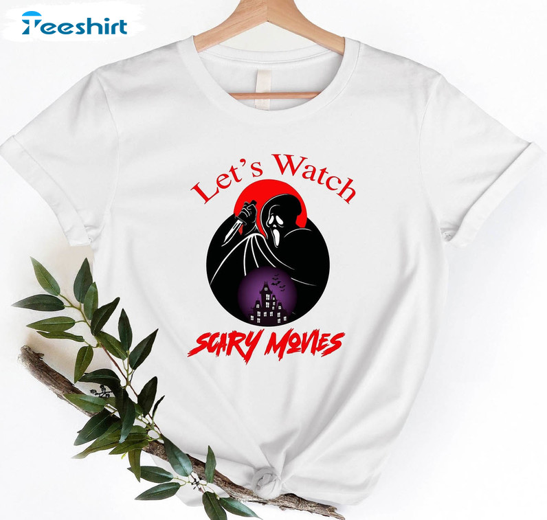 Let's Watch Scary Movies Shirt, Trendy Horror Movie Unisex T-shirt Long Sleeve