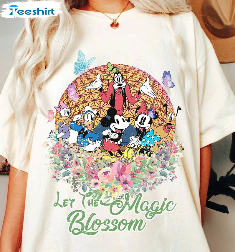 Let The Magic Blossom Funny Shirt, Disney Epcot Flower And Garden Festival Short Sleeve Crewneck