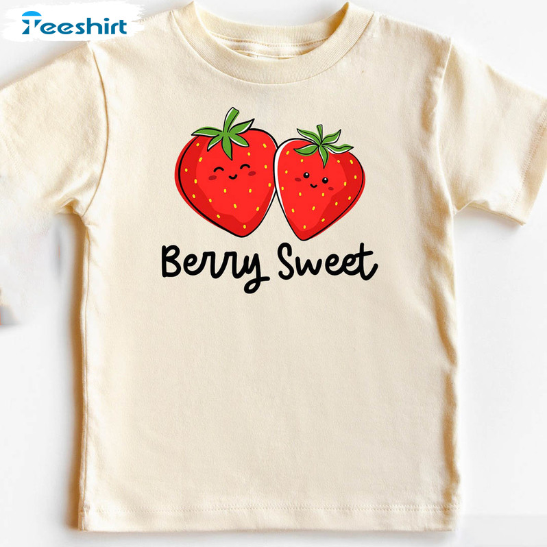 Berry Sweet Cute Shirt, Strawberry Cute Long Sleeve Unisex Hoodie