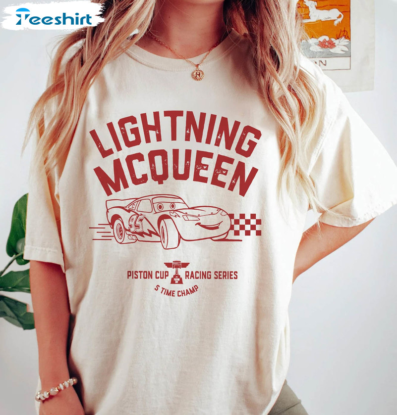 Lightning Mcqueen Funny Shirt, Disney Cars Crewneck Short Sleeve