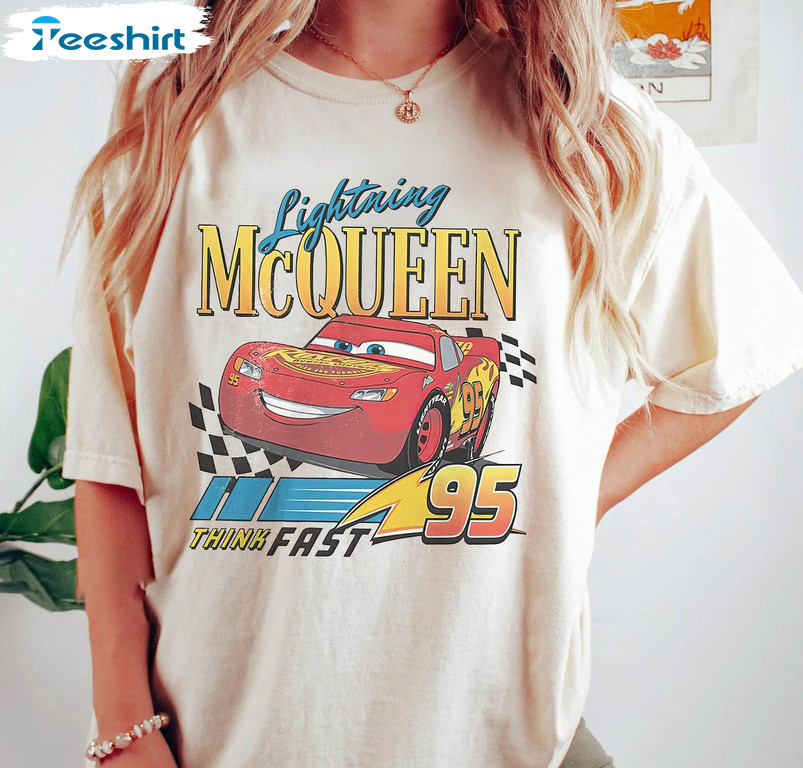 Lightning Mcqueen Trendy Shirt, Disney Cars Short Sleeve Crewneck