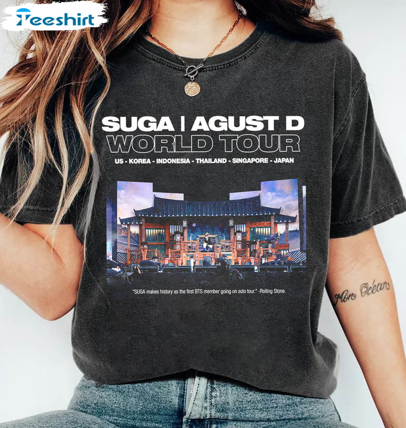 Suga Agustd Tour Funny Shirt, Bts Kpop Tour Crewneck Short Sleeve