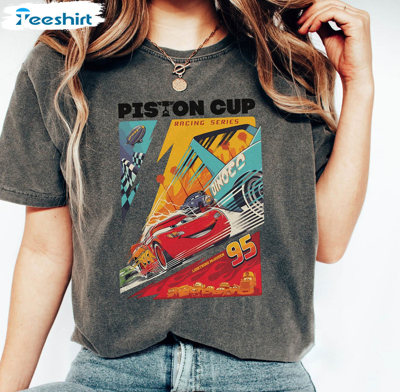 Disney Cars Piston Cup Shirt , Disney Pixar Lightning Mcqueen Unisex T-shirt Crewneck